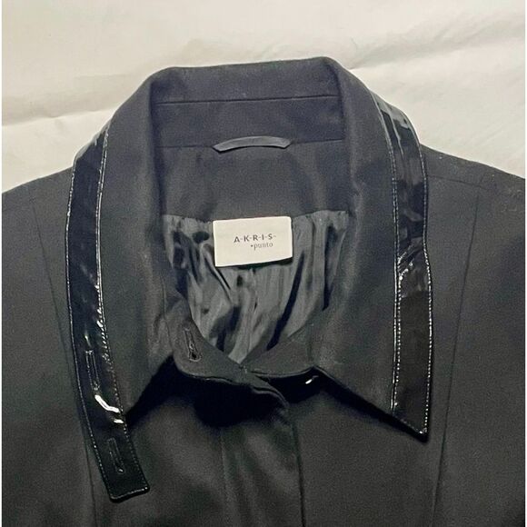 Akris Punto Black Wool Stretch Blazer Jacket US 10 Patent Trim Switzerland - Picture 2 of 11